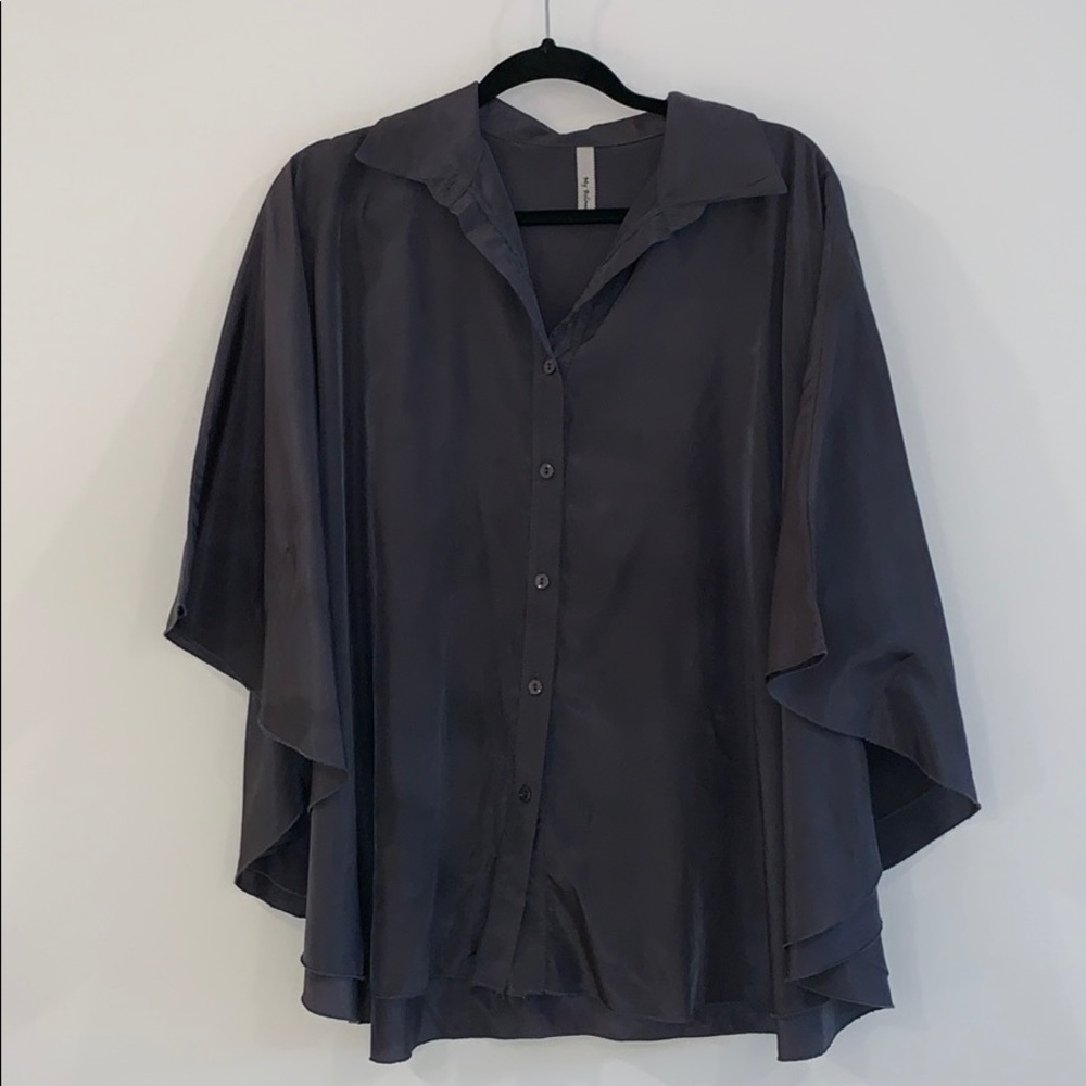 Grey flowy silk shirt